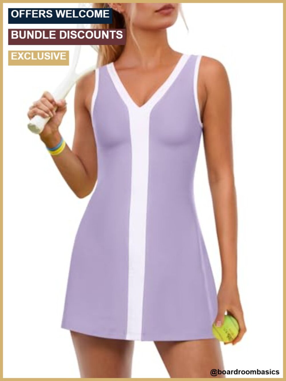 Womens Tennis Dress with Built-in Shorts Golf Athletic Workout V-Neck